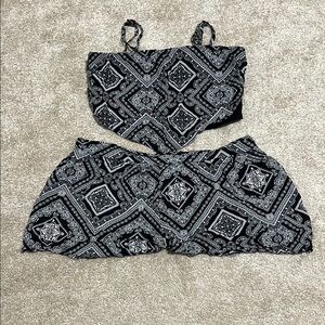 Black and White Bandana Print Two-Piece Set